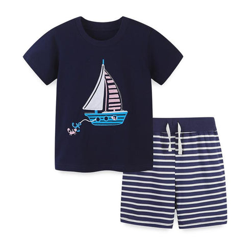 Summer Boys Sailing Short Sleeve Set
